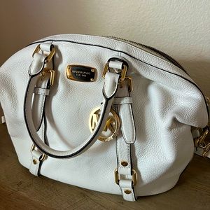 Michael Kors White & Gold Pebbled Leather Bag EUC